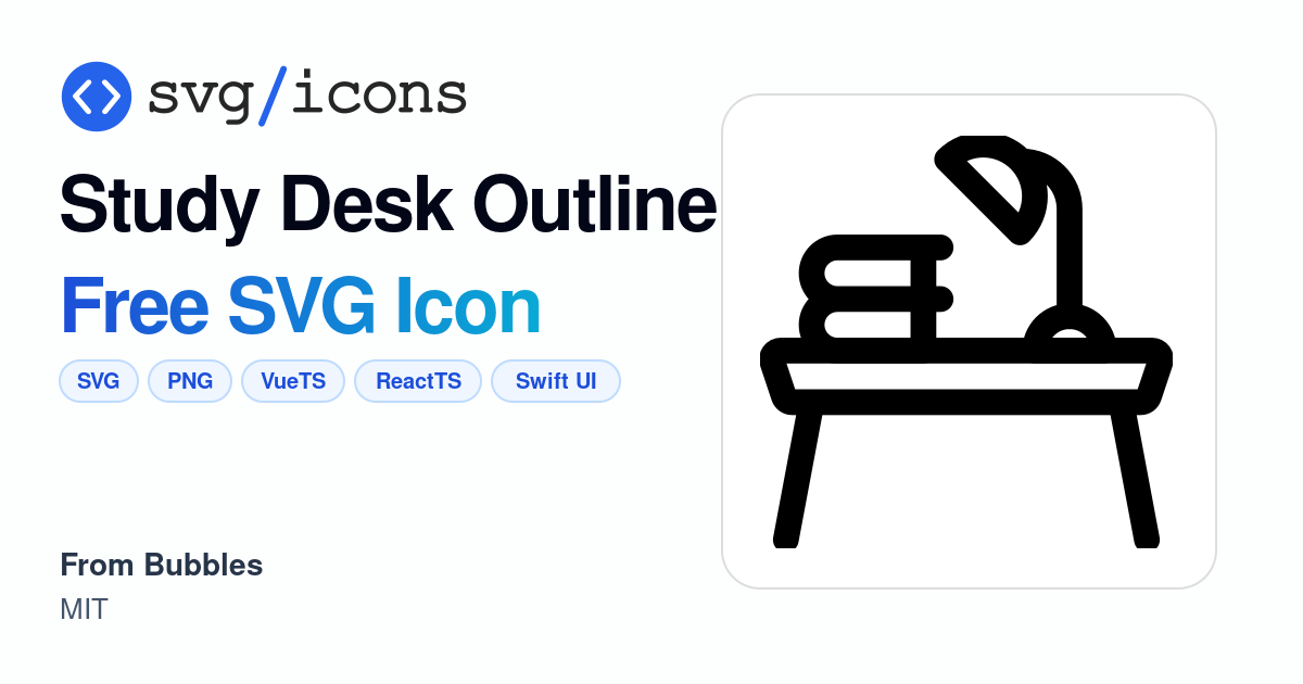 Study-desk-outline SVG Icon - Free Study-desk-outline PNG & SVG Download