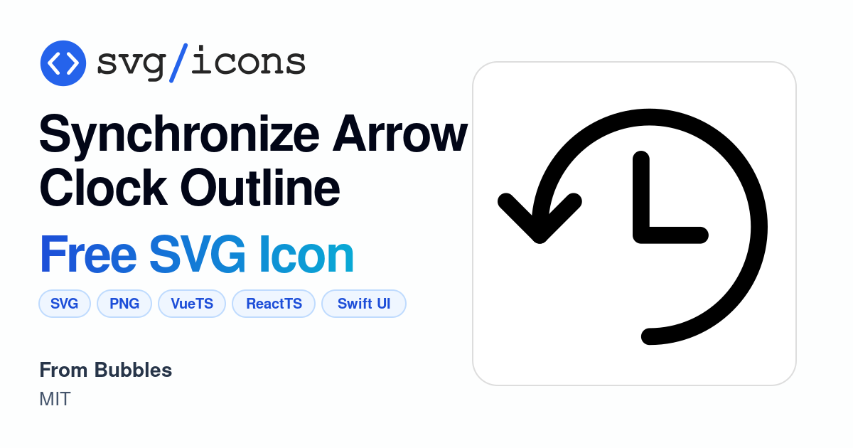 Synchronize-arrow-clock-outline SVG Icon - Free Synchronize-arrow-clock ...