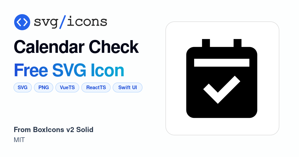 Calendar-check SVG Icon - Free Calendar-check PNG & SVG Download