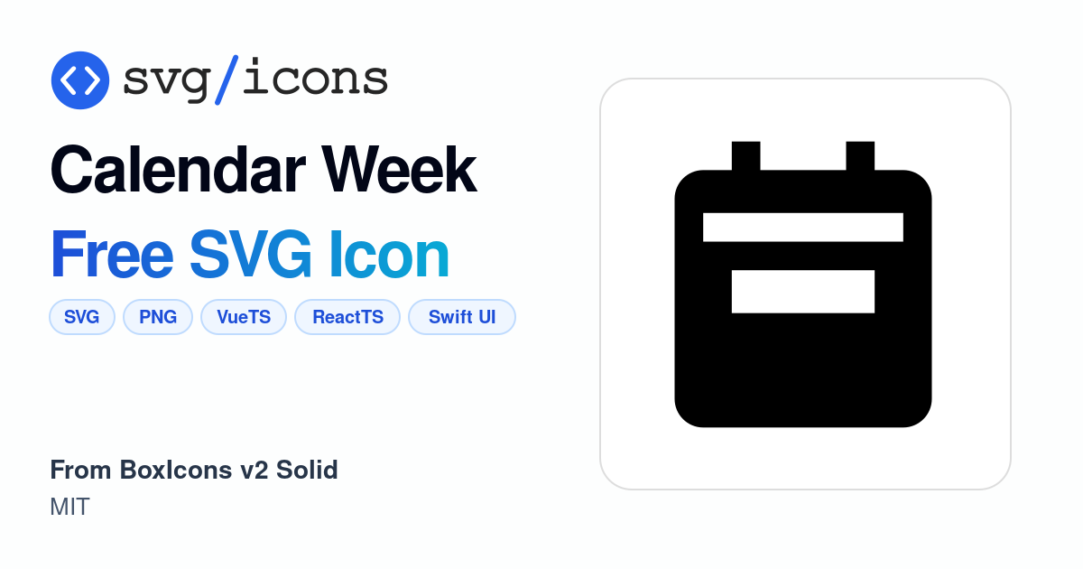 Calendar-week SVG Icon - Free Calendar-week PNG & SVG Download