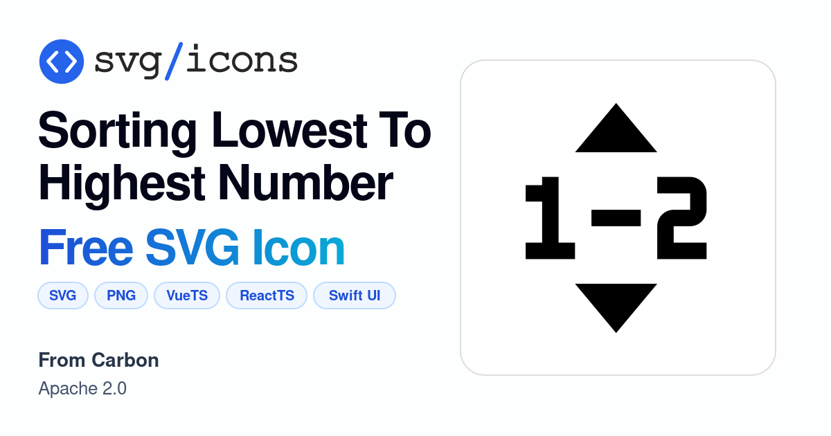 Sorting-lowest-to-highest-number SVG Icon - Free Sorting-lowest-to ...