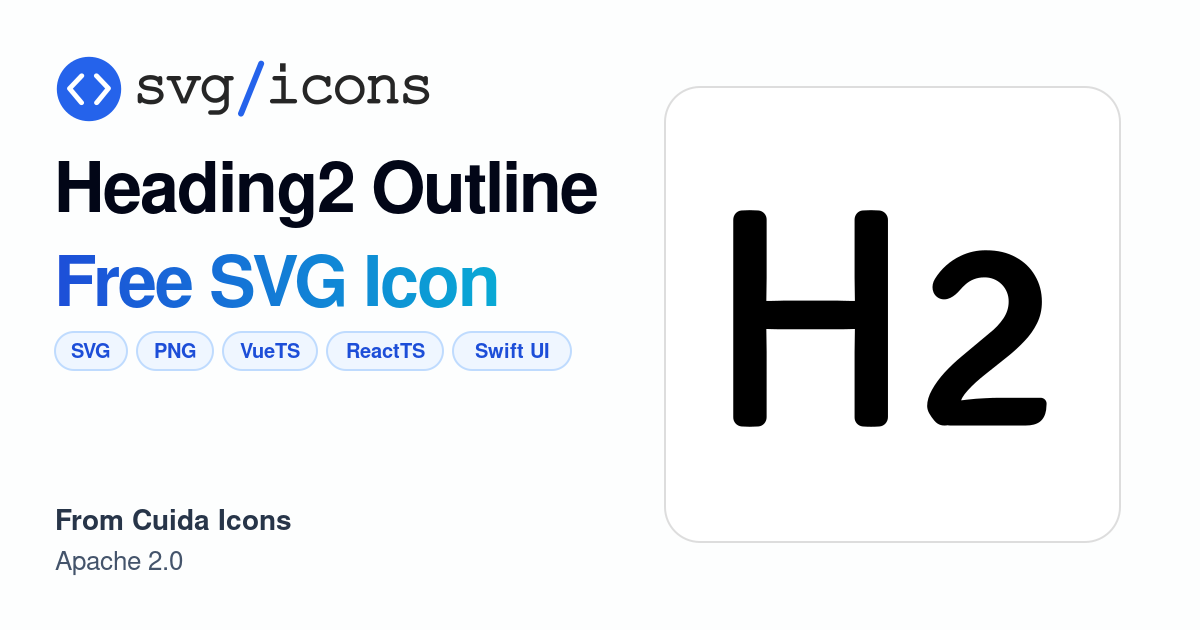 Heading2-outline SVG Icon - Free Heading2-outline PNG & SVG Download