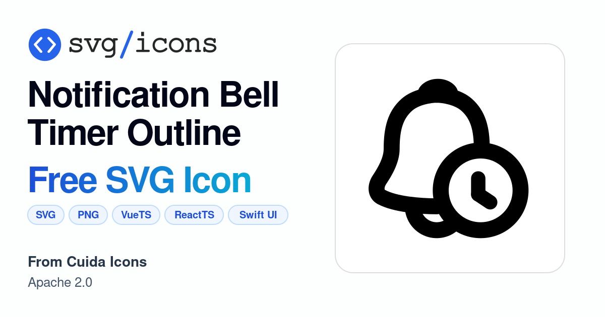 Notification-bell-timer-outline SVG Icon - Free Notification-bell-timer ...