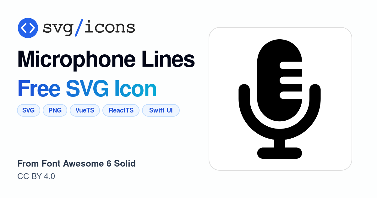 Microphone-lines SVG Icon - Free Microphone-lines PNG & SVG Download