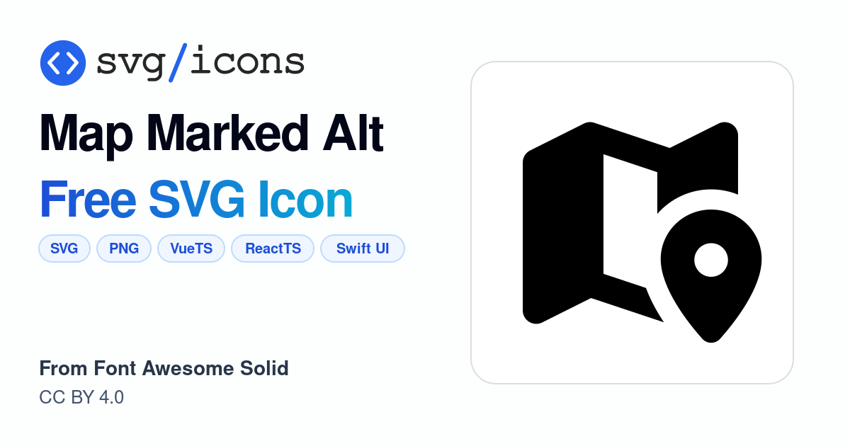 Map-marked-alt SVG Icon - Free Map-marked-alt PNG & SVG Download