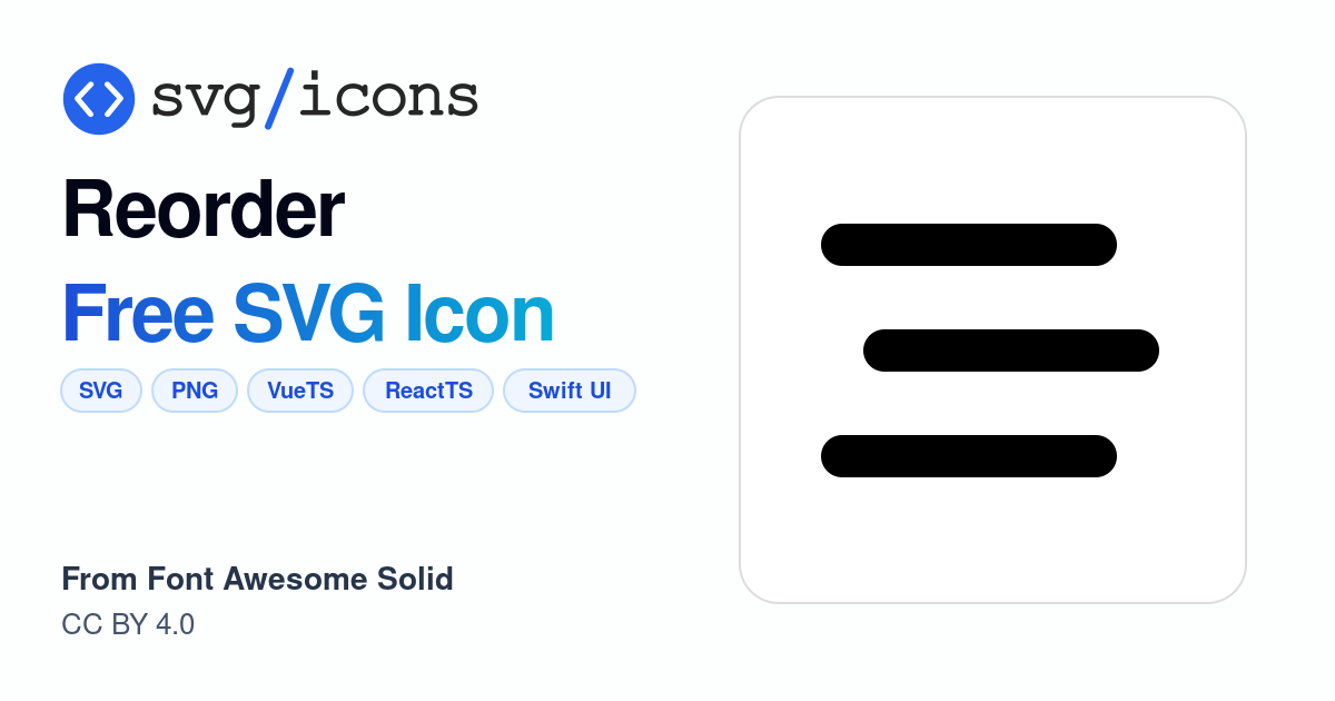 Reorder SVG Icon - Free Reorder PNG & SVG Download