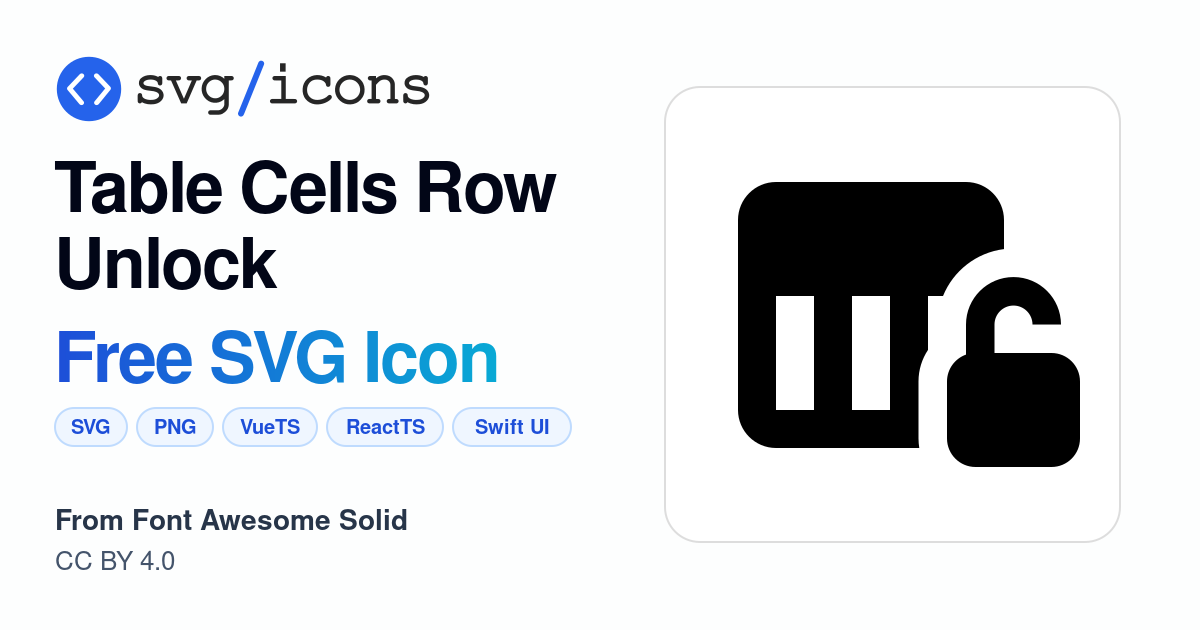 Table-cells-row-unlock SVG Icon - Free Table-cells-row-unlock PNG & SVG ...