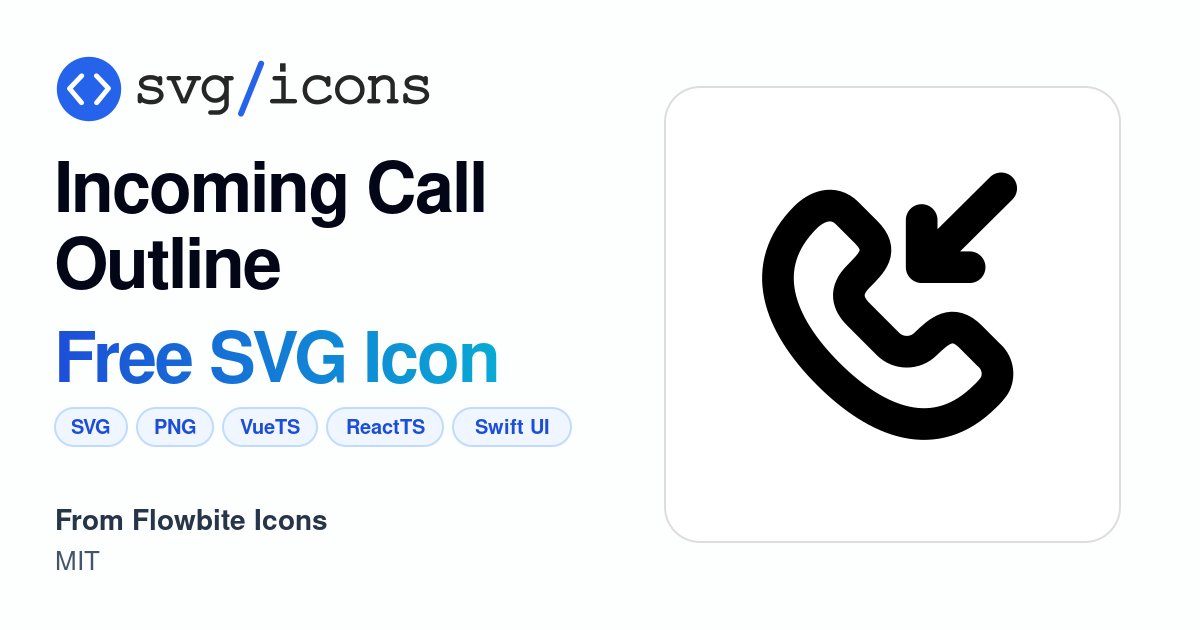 Incoming-call-outline SVG Icon - Free Incoming-call-outline PNG & SVG ...