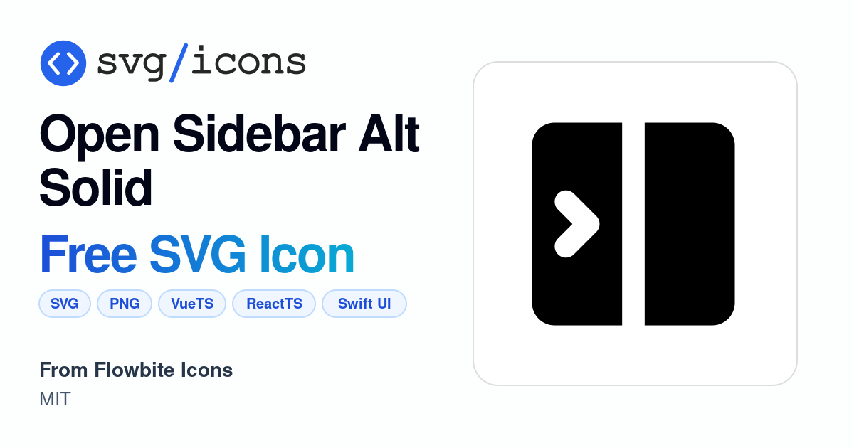 Open-sidebar-alt-solid SVG Icon - Free Open-sidebar-alt-solid PNG & SVG ...