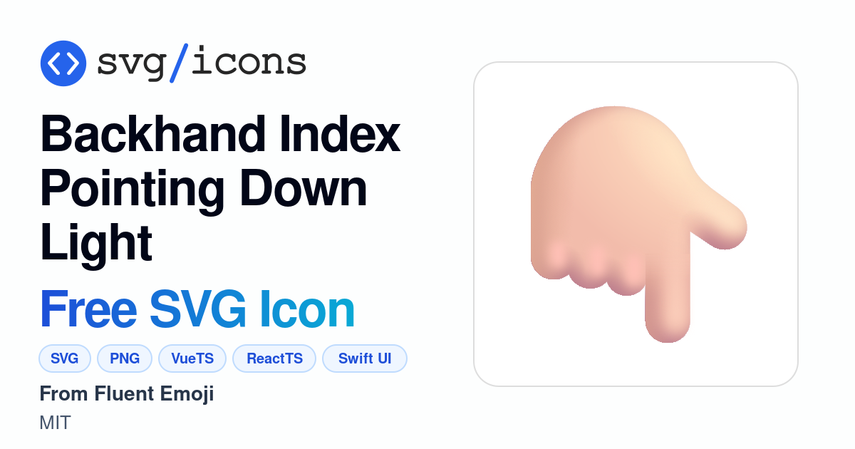 Backhand-index-pointing-down-light SVG Icon - Free Backhand-index ...
