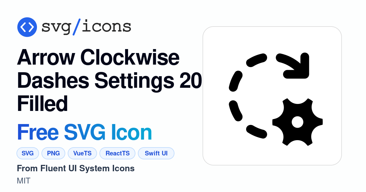 Arrow-clockwise-dashes-settings-20-filled SVG Icon - Free Arrow ...