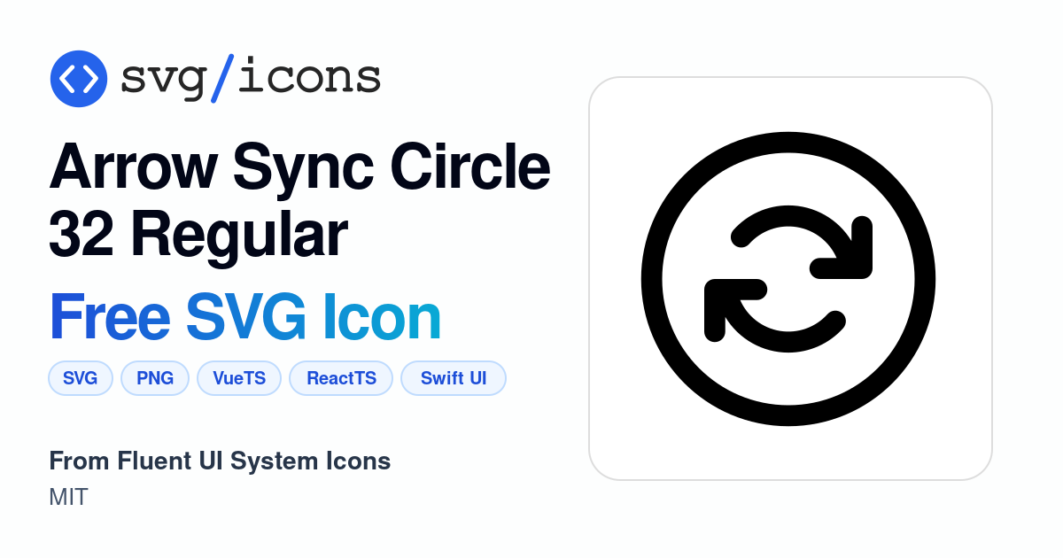 Arrow-sync-circle-32-regular SVG Icon - Free Arrow-sync-circle-32 ...