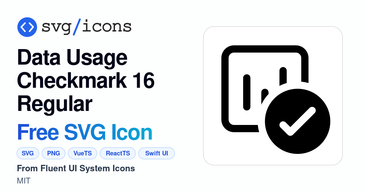 Data-usage-checkmark-16-regular SVG Icon - Free Data-usage-checkmark-16 ...