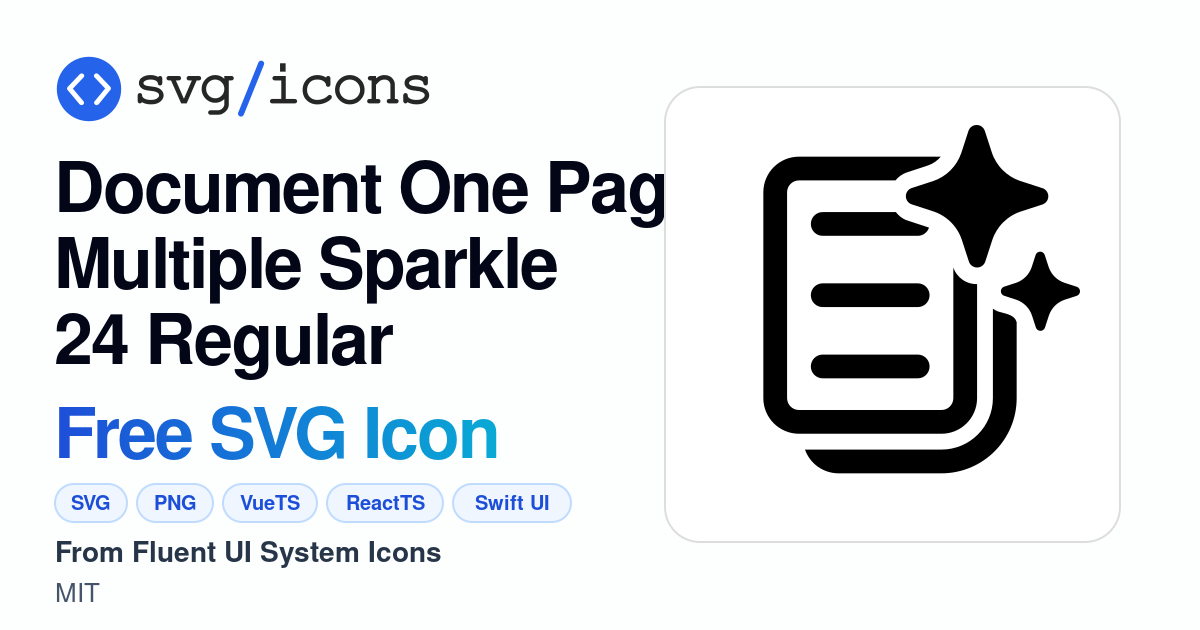 Document-one-page-multiple-sparkle-24-regular SVG Icon - Free Document ...