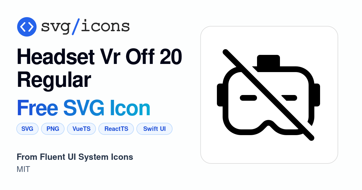 Headset-vr-off-20-regular SVG Icon - Free Headset-vr-off-20-regular PNG ...