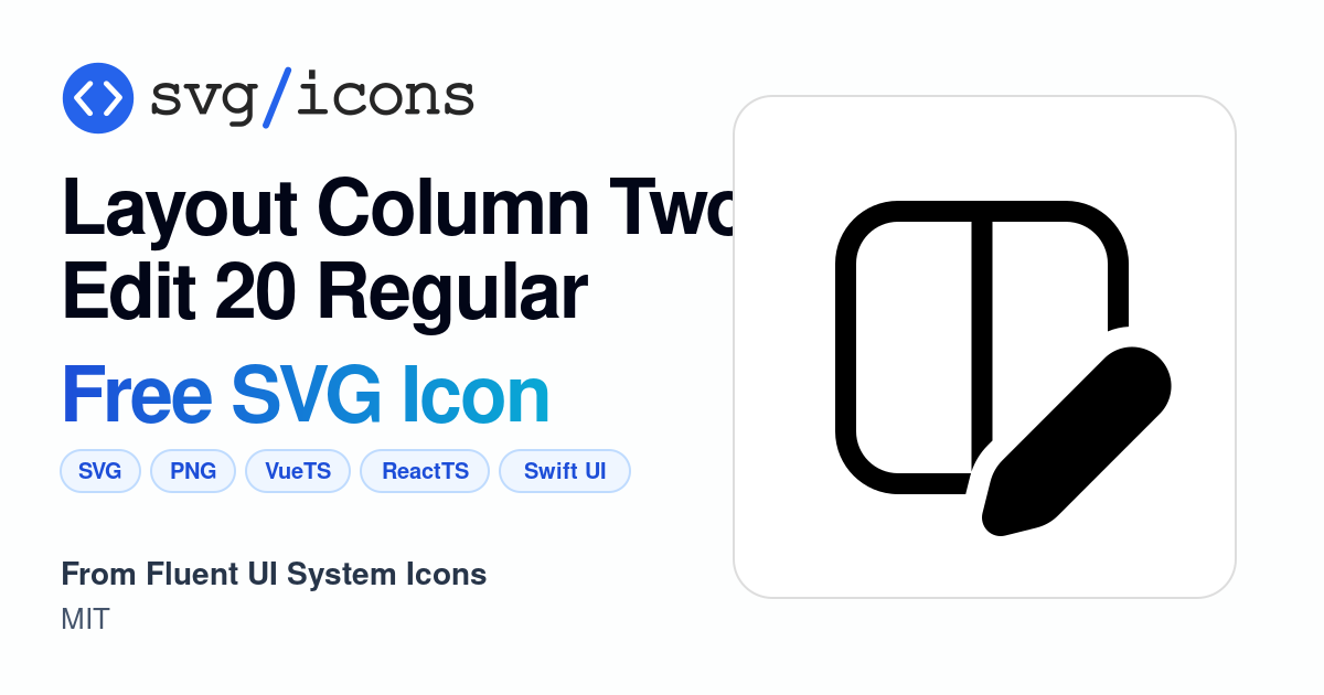 Layout-column-two-edit-20-regular SVG Icon - Free Layout-column-two ...