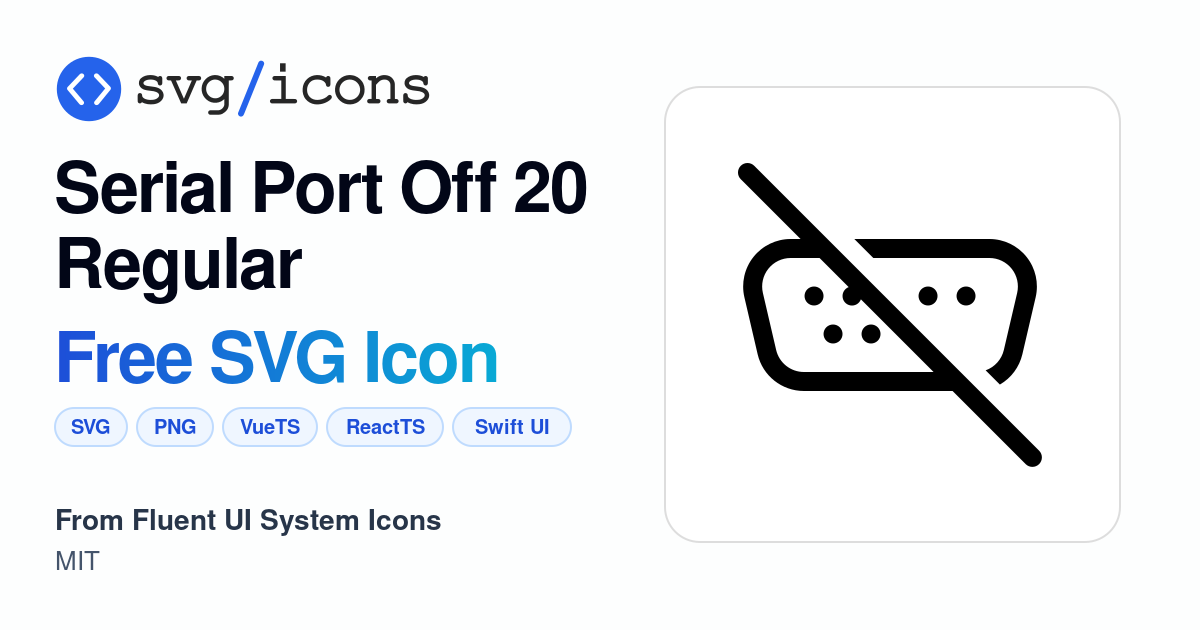 Serial-port-off-20-regular SVG Icon - Free Serial-port-off-20-regular ...
