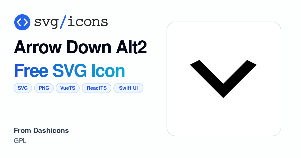 Arrow-down-alt2 SVG Icon - Free Arrow-down-alt2 PNG & SVG Download