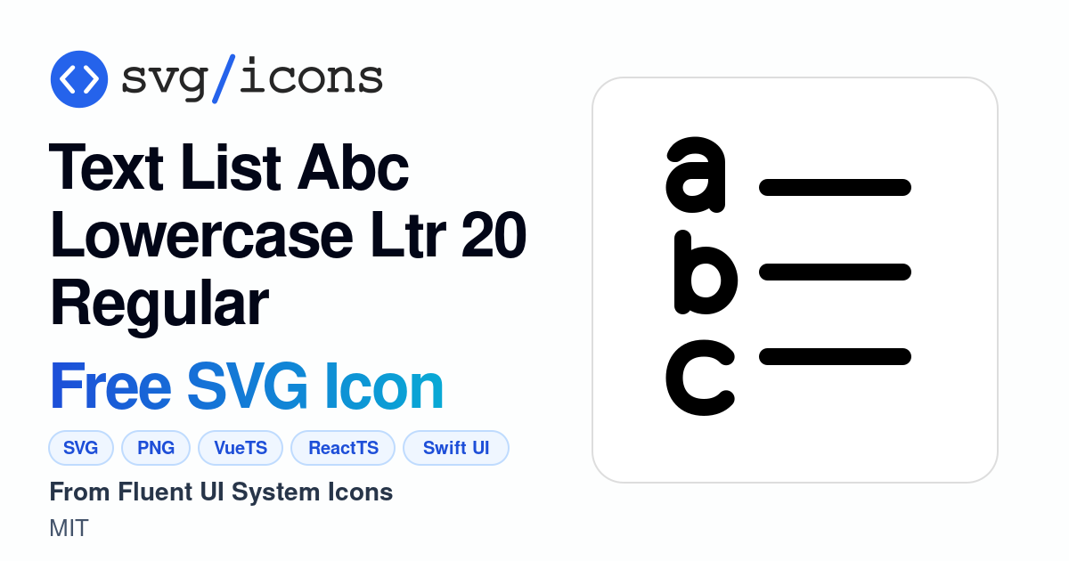 Text-list-abc-lowercase-ltr-20-regular SVG Icon - Free Text-list-abc ...