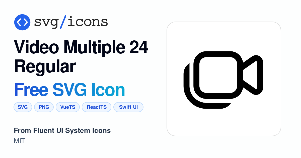 Video-multiple-24-regular SVG Icon - Free Video-multiple-24-regular PNG ...