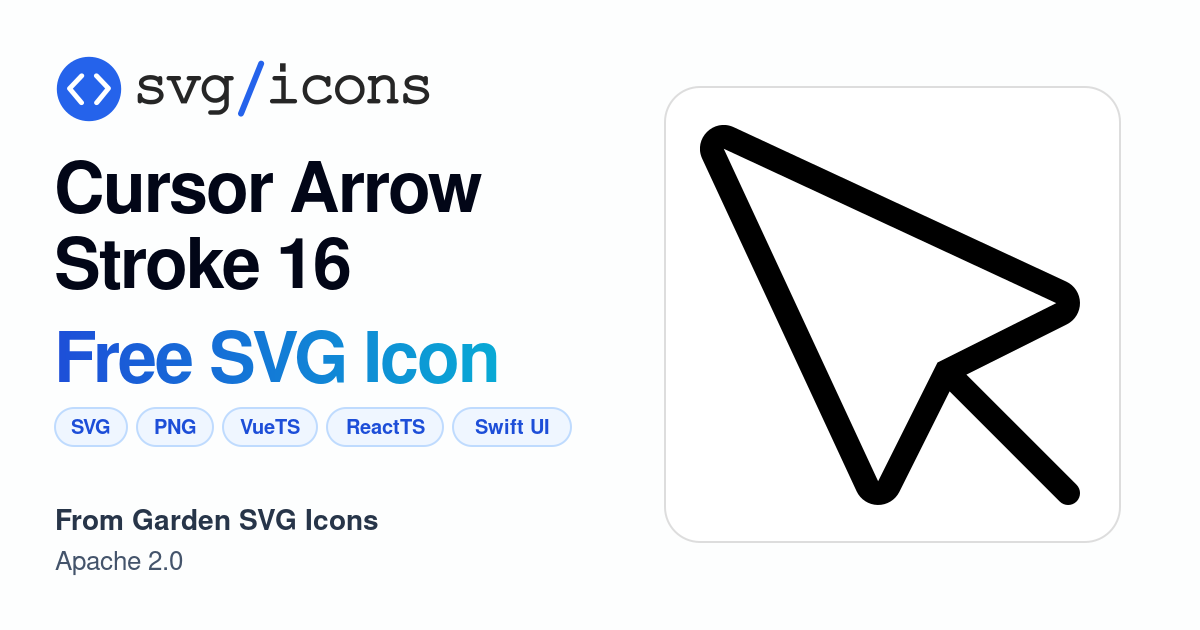 Cursor-arrow-stroke-16 SVG Icon - Free Cursor-arrow-stroke-16 PNG & SVG ...