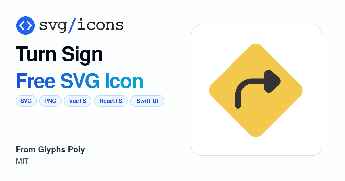 Turn-sign SVG Icon - Free Turn-sign PNG & SVG Download