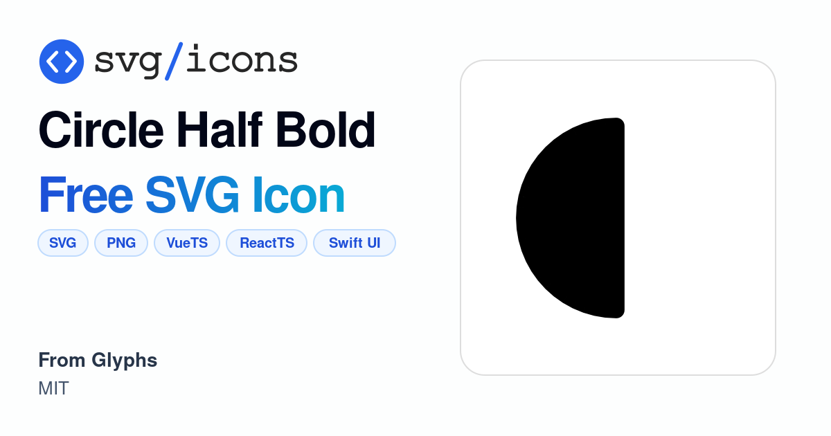 Circle-half-bold SVG Icon - Free Circle-half-bold PNG & SVG Download