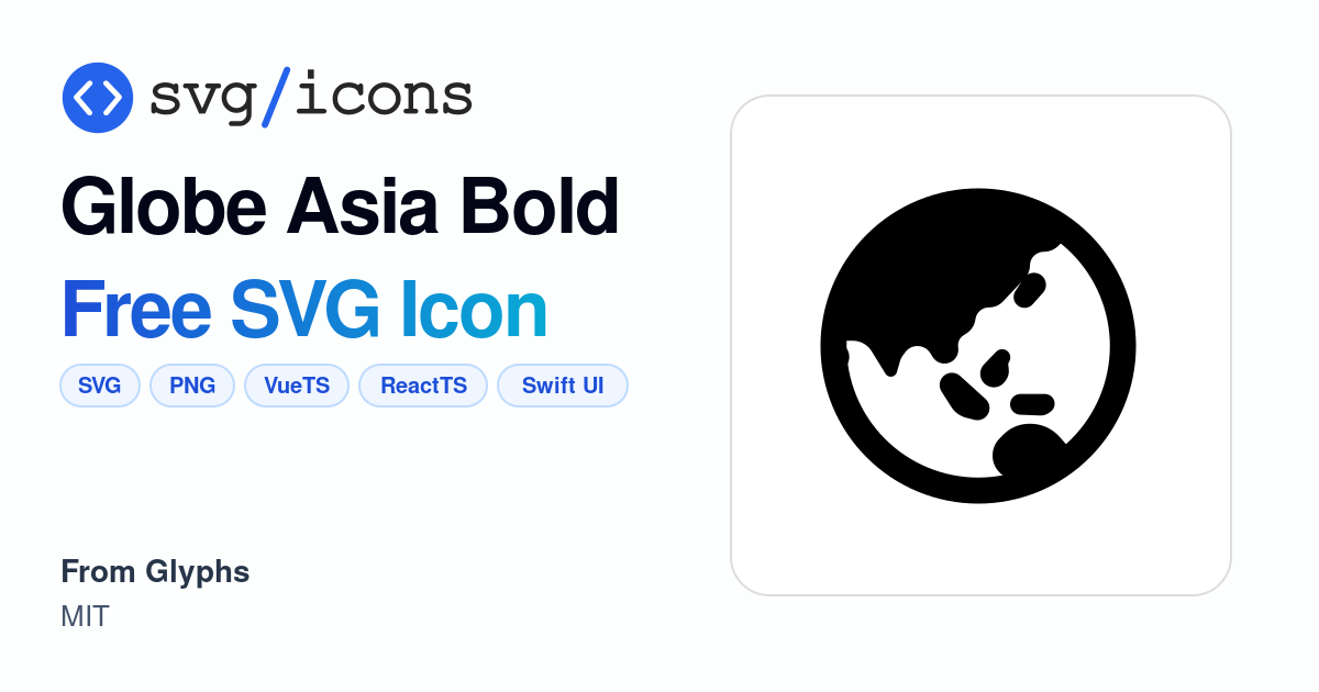 Globe-asia-bold SVG Icon - Free Globe-asia-bold PNG & SVG Download