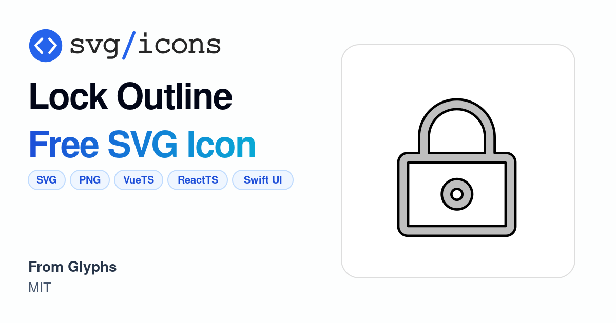 Lock-outline SVG Icon - Free Lock-outline PNG & SVG Download