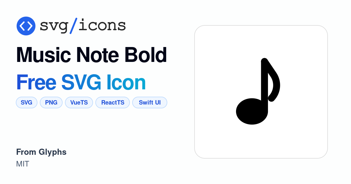 Music-note-bold SVG Icon - Free Music-note-bold PNG & SVG Download