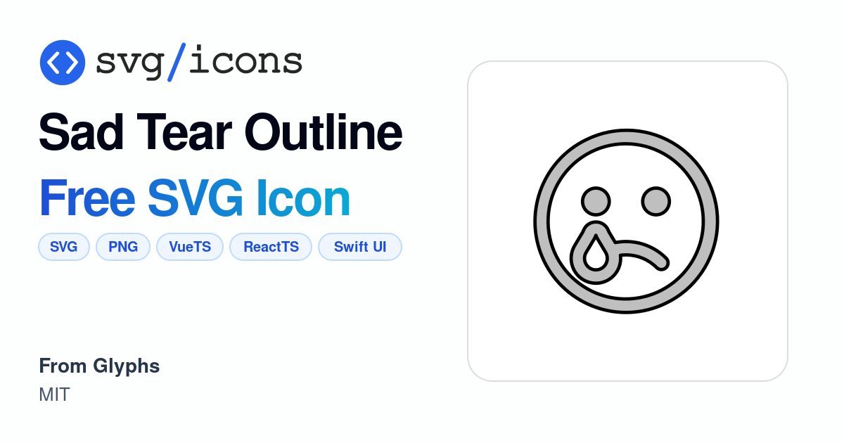 Sad-tear-outline SVG Icon - Free Sad-tear-outline PNG & SVG Download