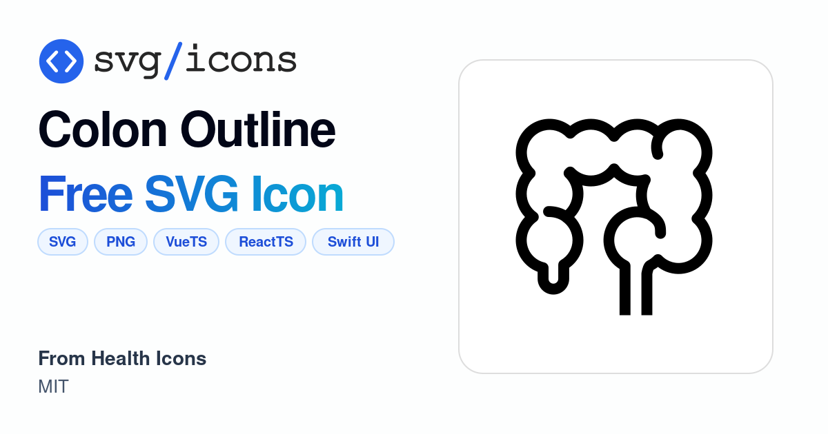 Colon-outline SVG Icon - Free Colon-outline PNG & SVG Download