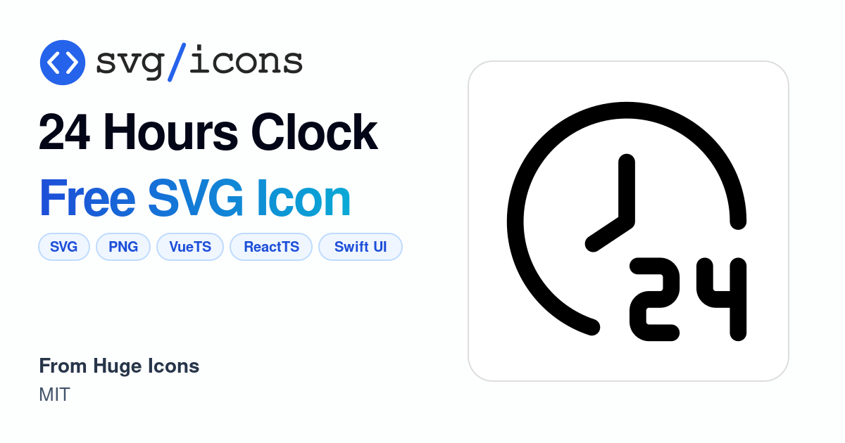 24-hours-clock SVG Icon - Free 24-hours-clock PNG & SVG Download