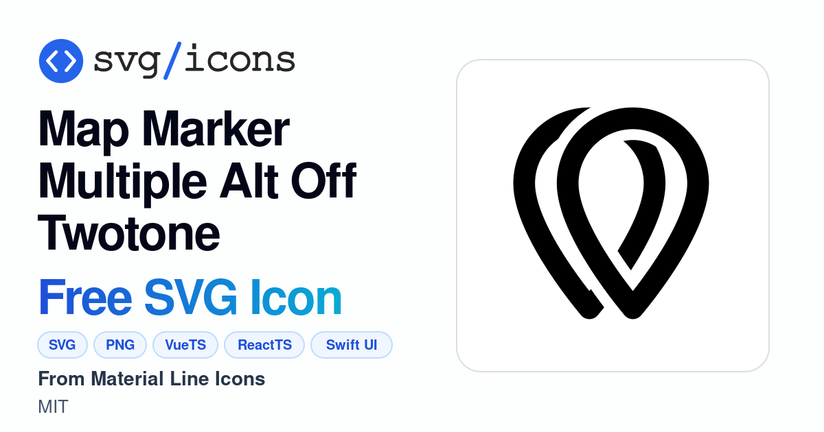 Map-marker-multiple-alt-off-twotone SVG Icon - Free Map-marker-multiple ...