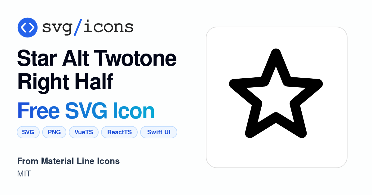 Star-alt-twotone-right-half SVG Icon - Free Star-alt-twotone-right-half ...