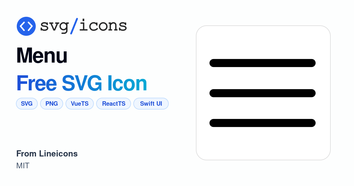 Menu SVG Icon - Free Menu PNG & SVG Download