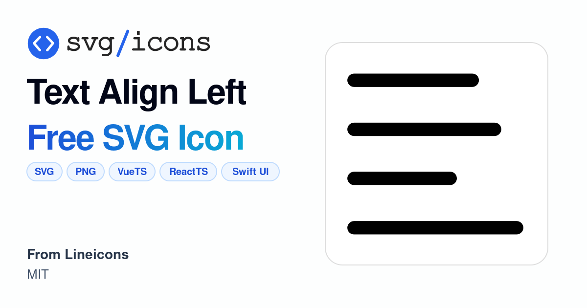 Text-align-left SVG Icon - Free Text-align-left PNG & SVG Download