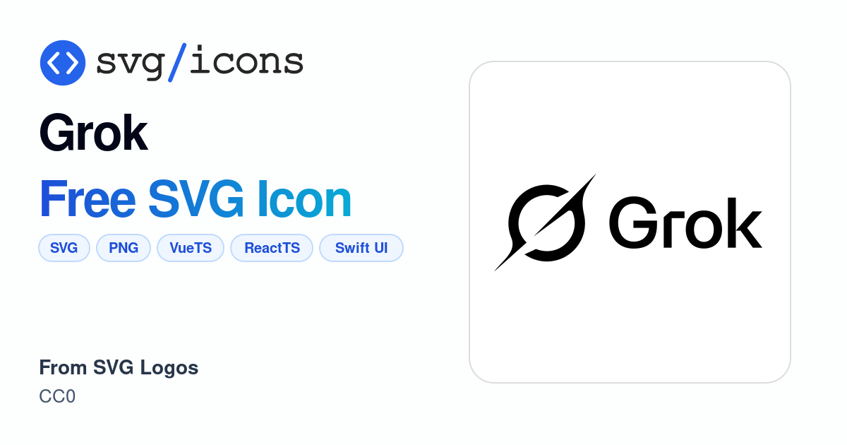 Grok SVG Icon - Free Grok PNG & SVG Download