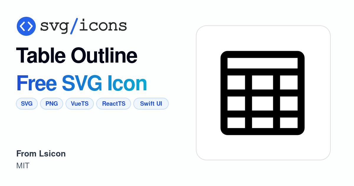 Table-outline SVG Icon - Free Table-outline PNG & SVG Download