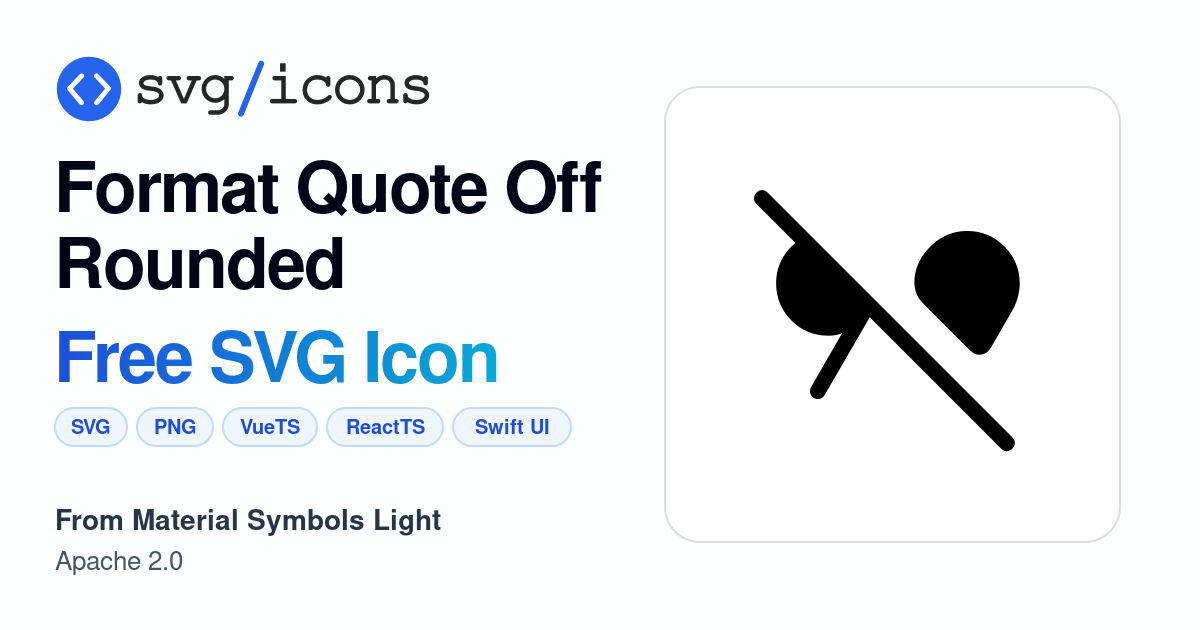 Format-quote-off-rounded SVG Icon - Free Format-quote-off-rounded PNG ...