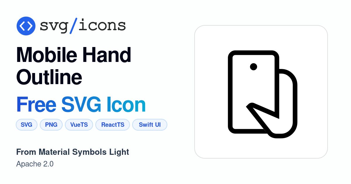 Mobile-hand-outline SVG Icon - Free Mobile-hand-outline PNG & SVG Download