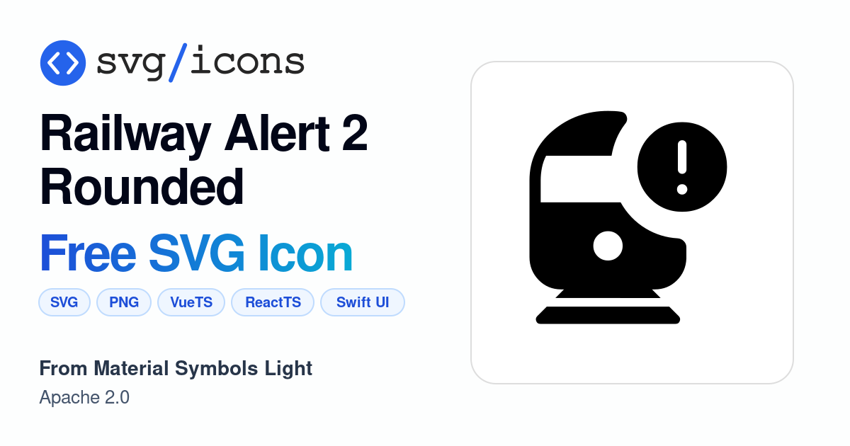 Railway-alert-2-rounded SVG Icon - Free Railway-alert-2-rounded PNG ...