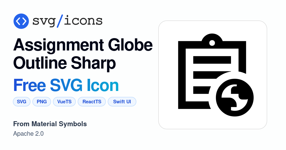 Assignment-globe-outline-sharp SVG Icon - Free Assignment-globe-outline ...