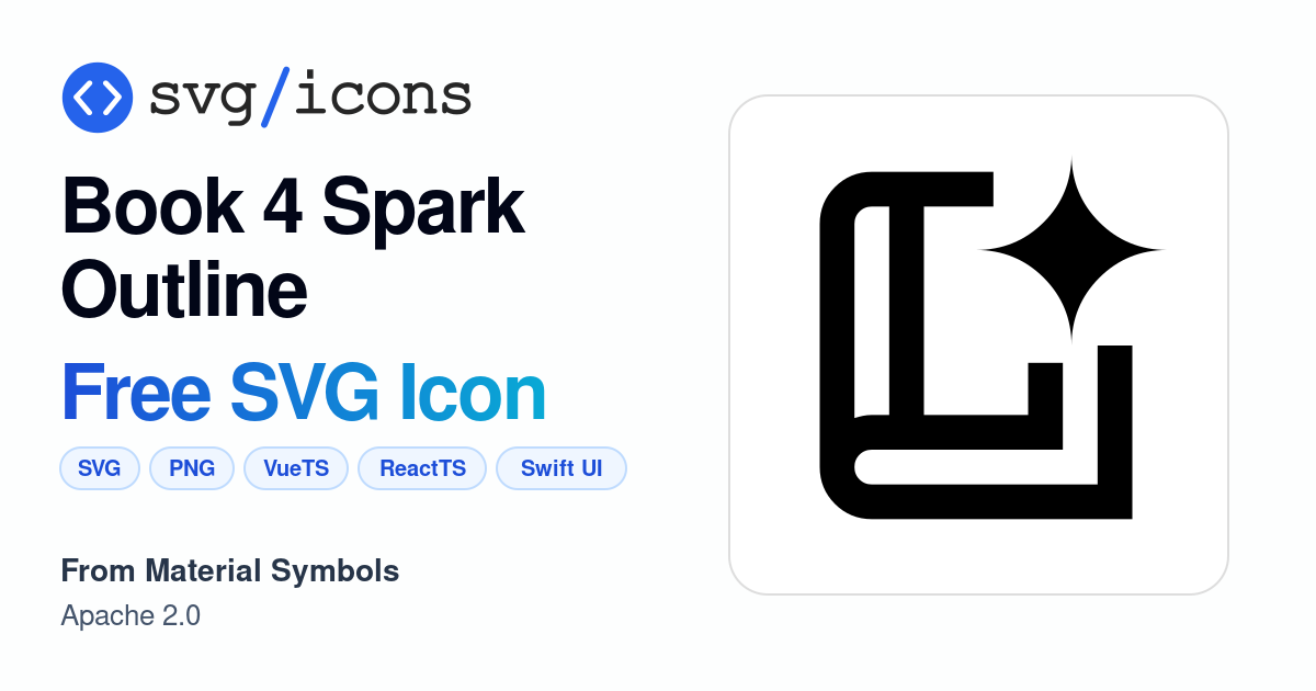 Book-4-spark-outline SVG Icon - Free Book-4-spark-outline PNG & SVG ...