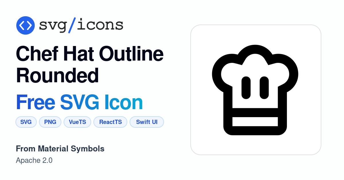 Chef-hat-outline-rounded SVG Icon - Free Chef-hat-outline-rounded PNG ...