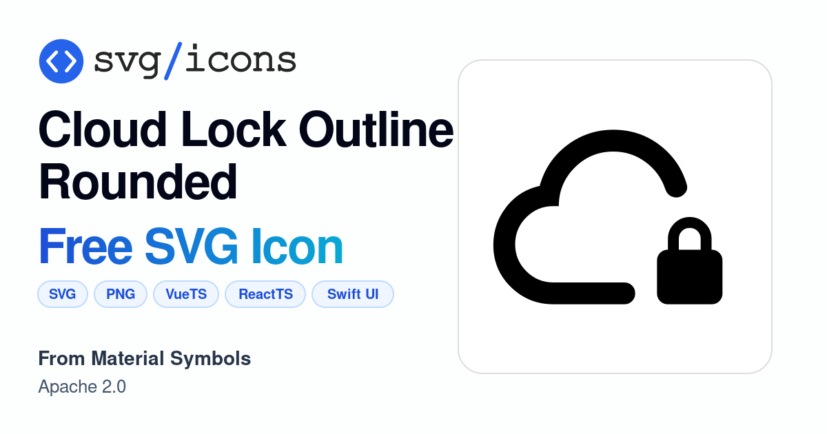 Cloud-lock-outline-rounded SVG Icon - Free Cloud-lock-outline-rounded ...