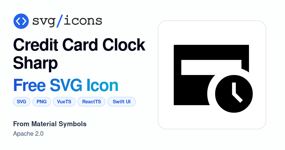 Credit-card-clock-sharp SVG Icon - Free Credit-card-clock-sharp PNG ...