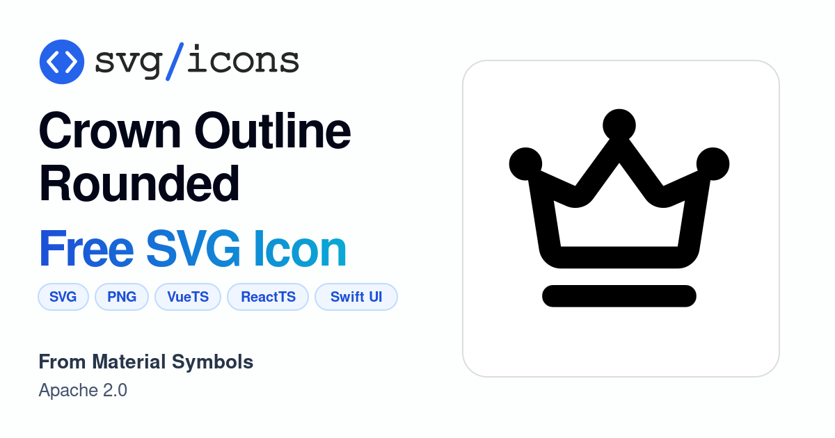 Crown-outline-rounded SVG Icon - Free Crown-outline-rounded PNG & SVG ...