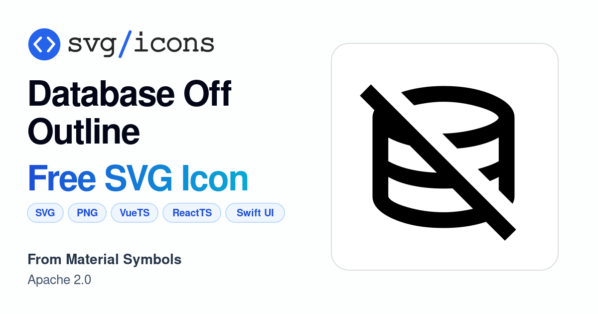 Database-off-outline SVG Icon - Free Database-off-outline PNG & SVG ...
