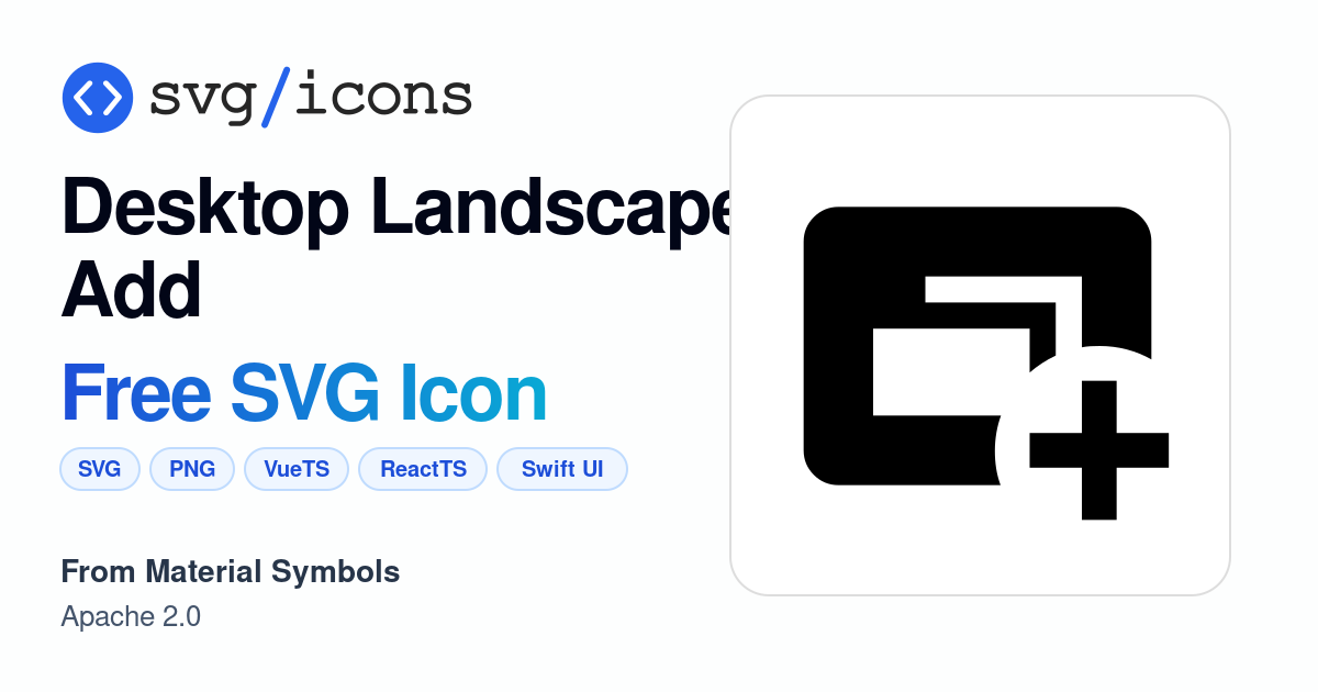 Desktop-landscape-add SVG Icon - Free Desktop-landscape-add PNG & SVG ...
